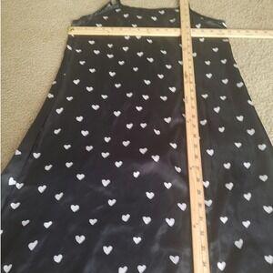 Unknown Heart Print Slip Dress Womens L Black Excellent Satin Spaghetti Strap